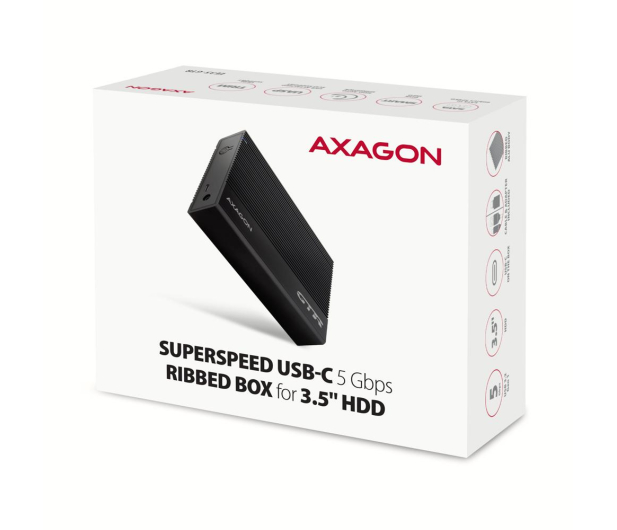 Axagon EE35-GTR USB-C 5Gbps RIBBED box 3,5" - 1485443 - zdjęcie 3